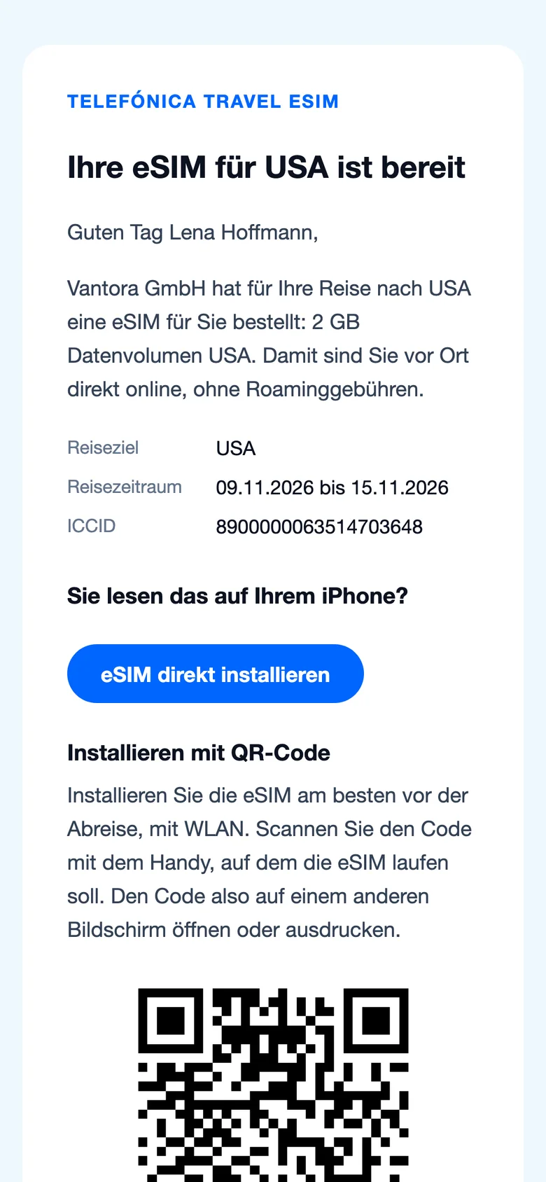 eSIM-Mail auf dem Handy